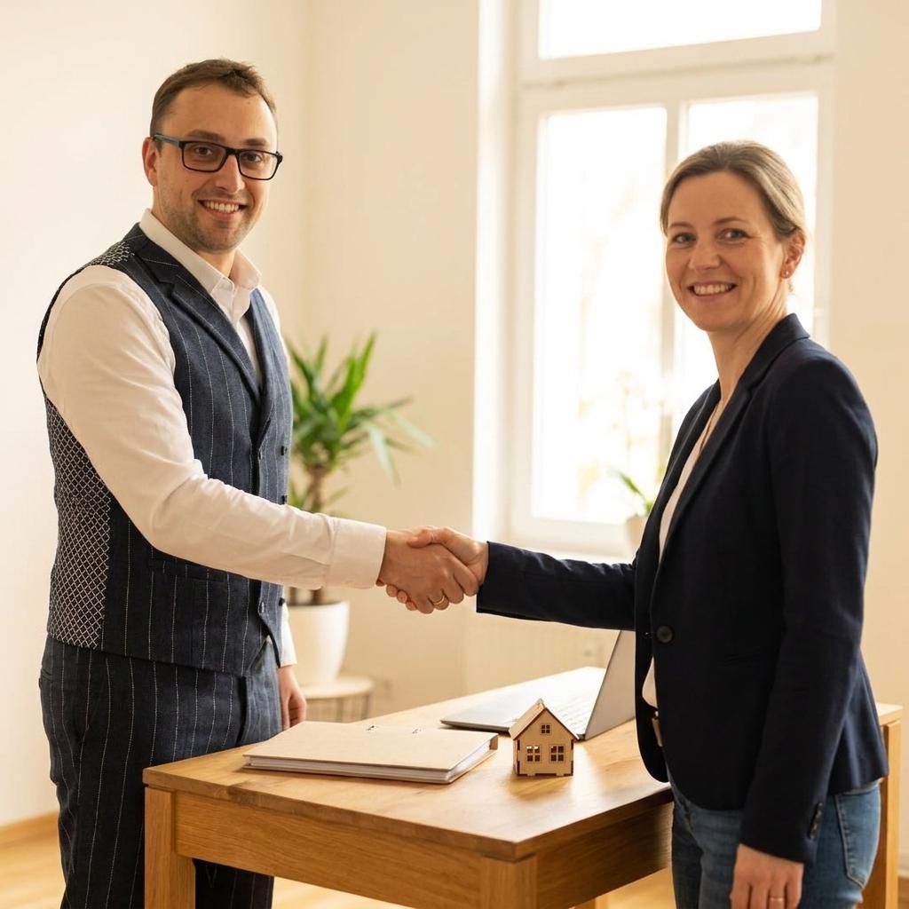 Martin Petter begrüßt eine Kundin im Beratungsgespräch